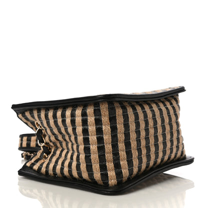 Chanel Raffia Jute Striped Urban Jungle Bucket Bag Black Beige 4 of 10