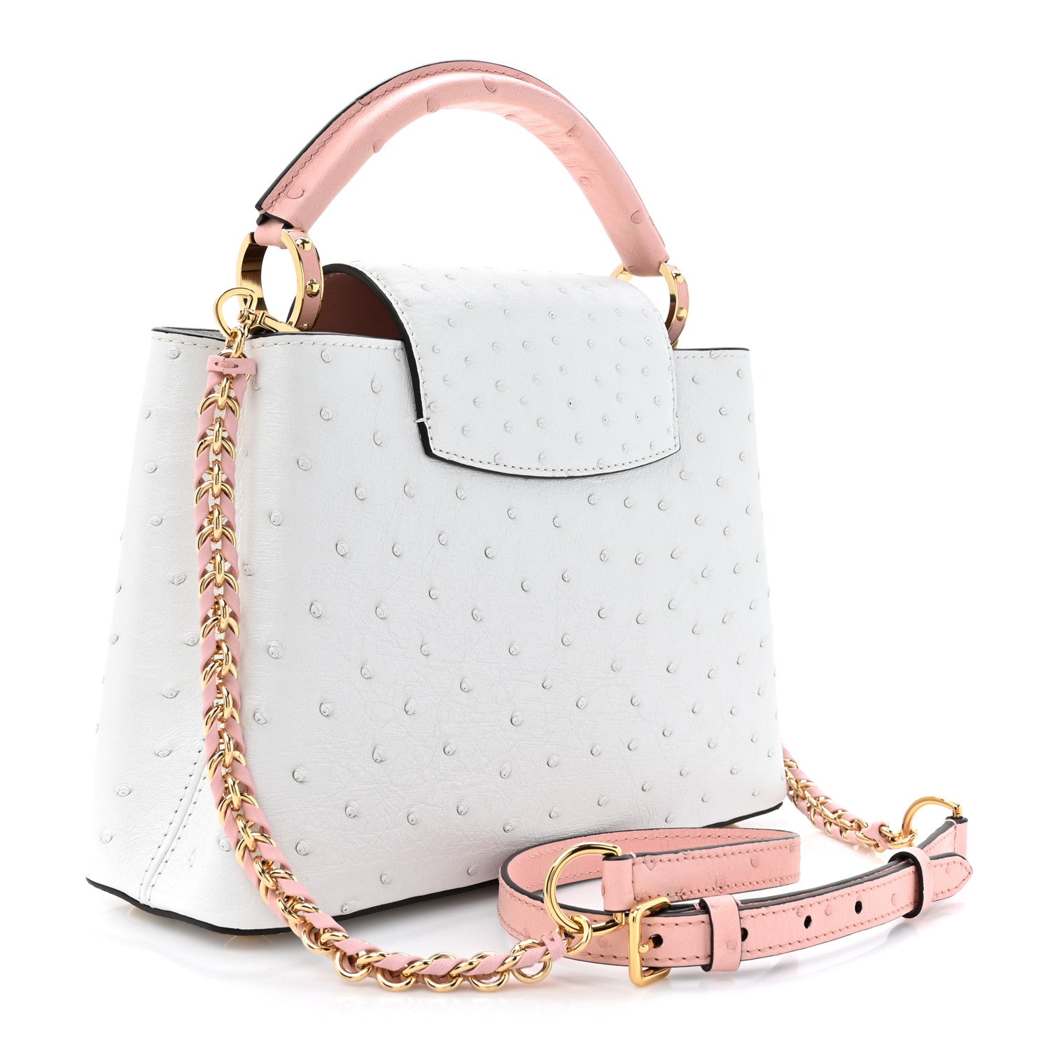 Louis Vuitton Ostrich Capucines BB White 3 of 9