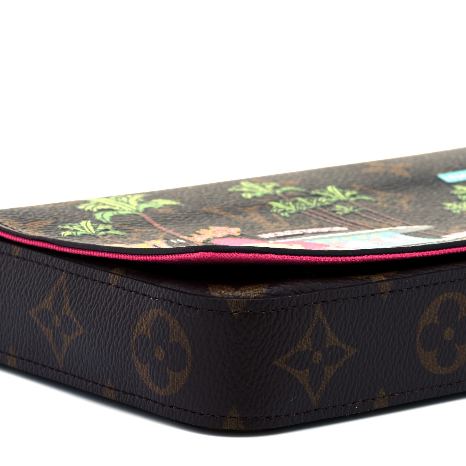 Louis Vuitton Monogram 2021 Christmas Animation Hollywood Pochette Felicie Chain Wallet Fuchsia 6 of 11