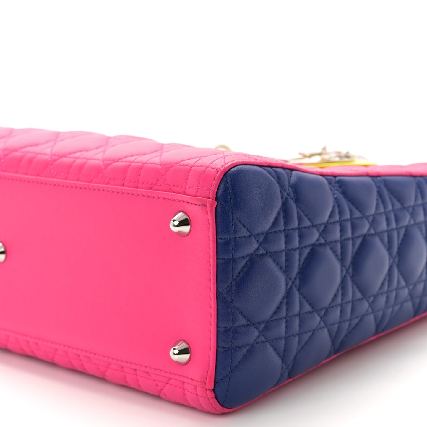 Lambskin Cannage Large Tri-Color Lady Dior Pink Blue Yellow