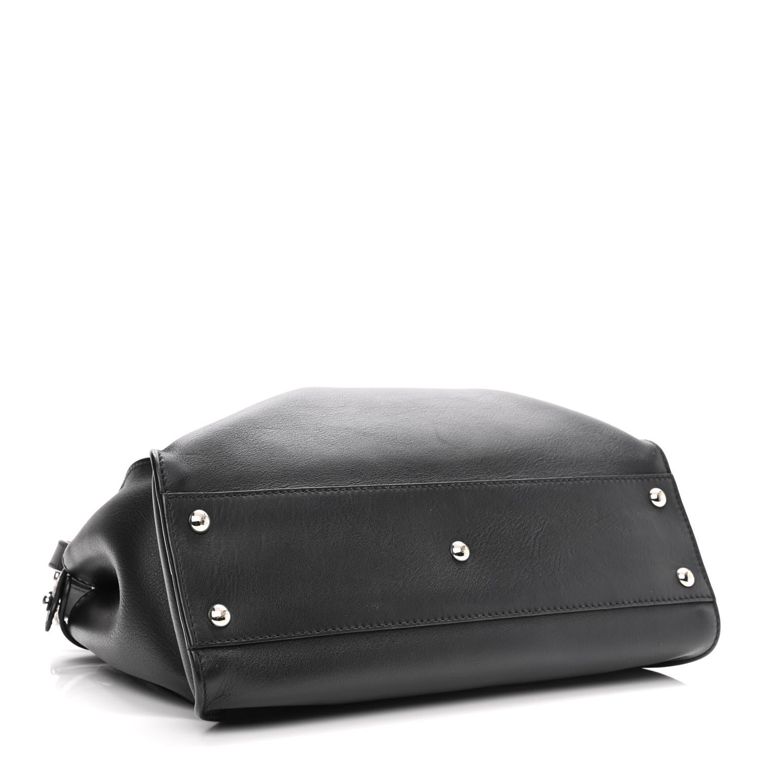 Fendi Vitello Dolce Shiny Nappa Plexglass Granite Medium Peekaboo Iconic Satchel Black 4 of 11