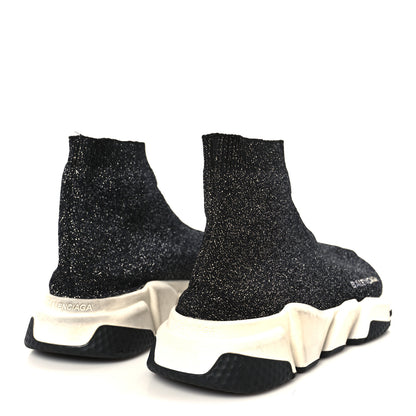 Balenciaga Knit Metal Womens Speed Sneakers 38 Black Silver 5 of 9