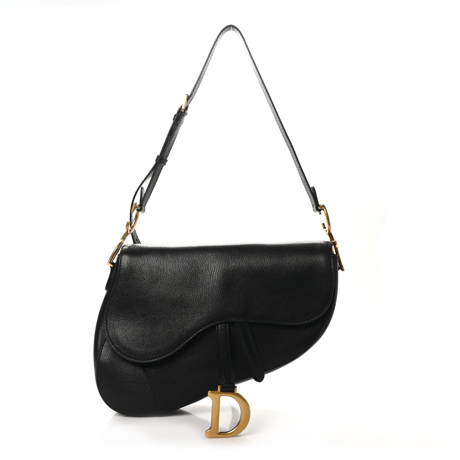 Christian Dior Shiny Goatskin Large Soft Saddle Bag Black 1 of 10