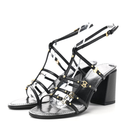 Louis Vuitton Calfskin Roma Sandals 37.5 Black 3 of 8