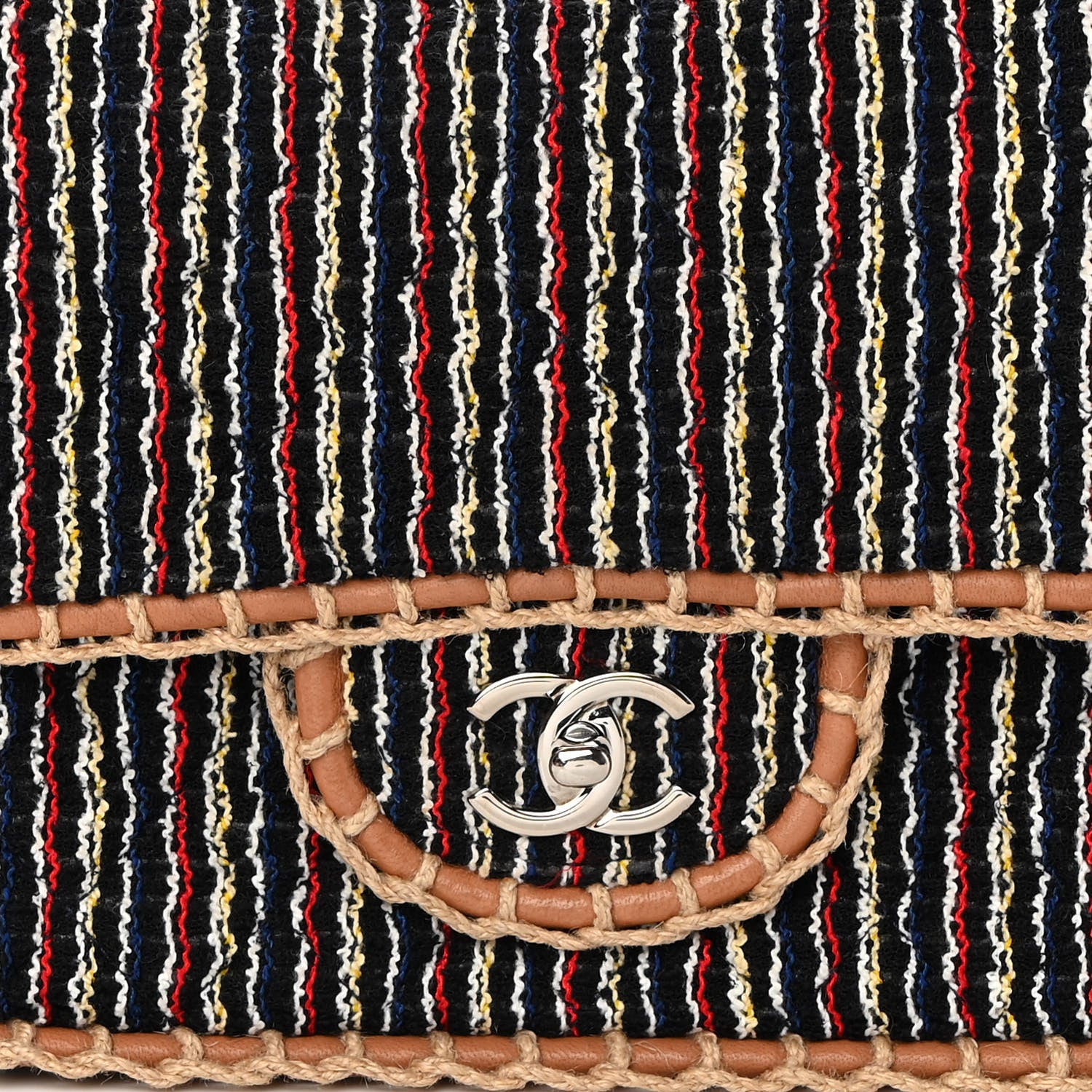 Chanel Tweed Woven Single Flap Beige Multicolor 6 of 10