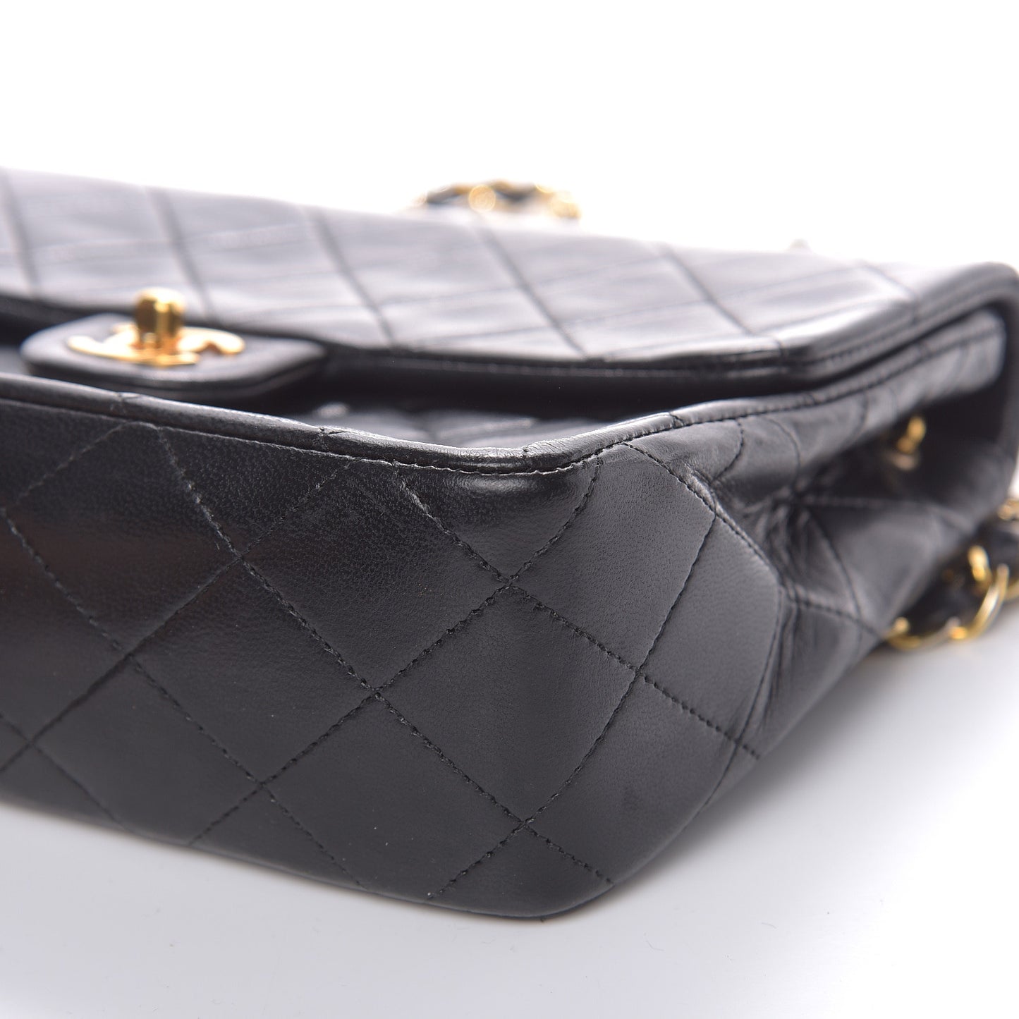 Lambskin Quilted Mini Square Flap Black