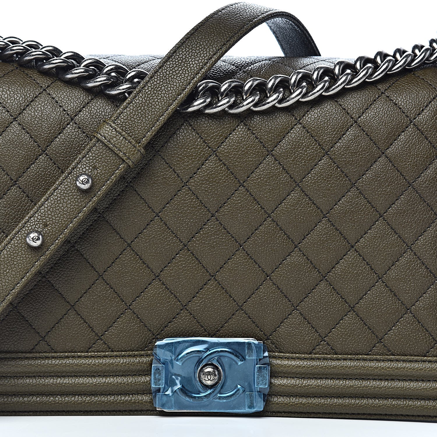 Chanel Caviar Quilted New Medium Boy Flap Khaki 11 of 12