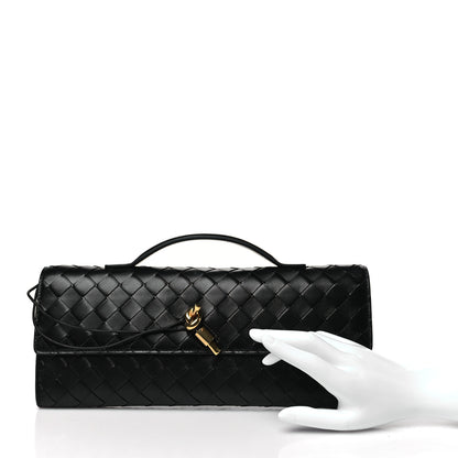 Bottega Veneta Nappa Intrecciato Long Andiamo Top Handle Clutch Black 2 of 10