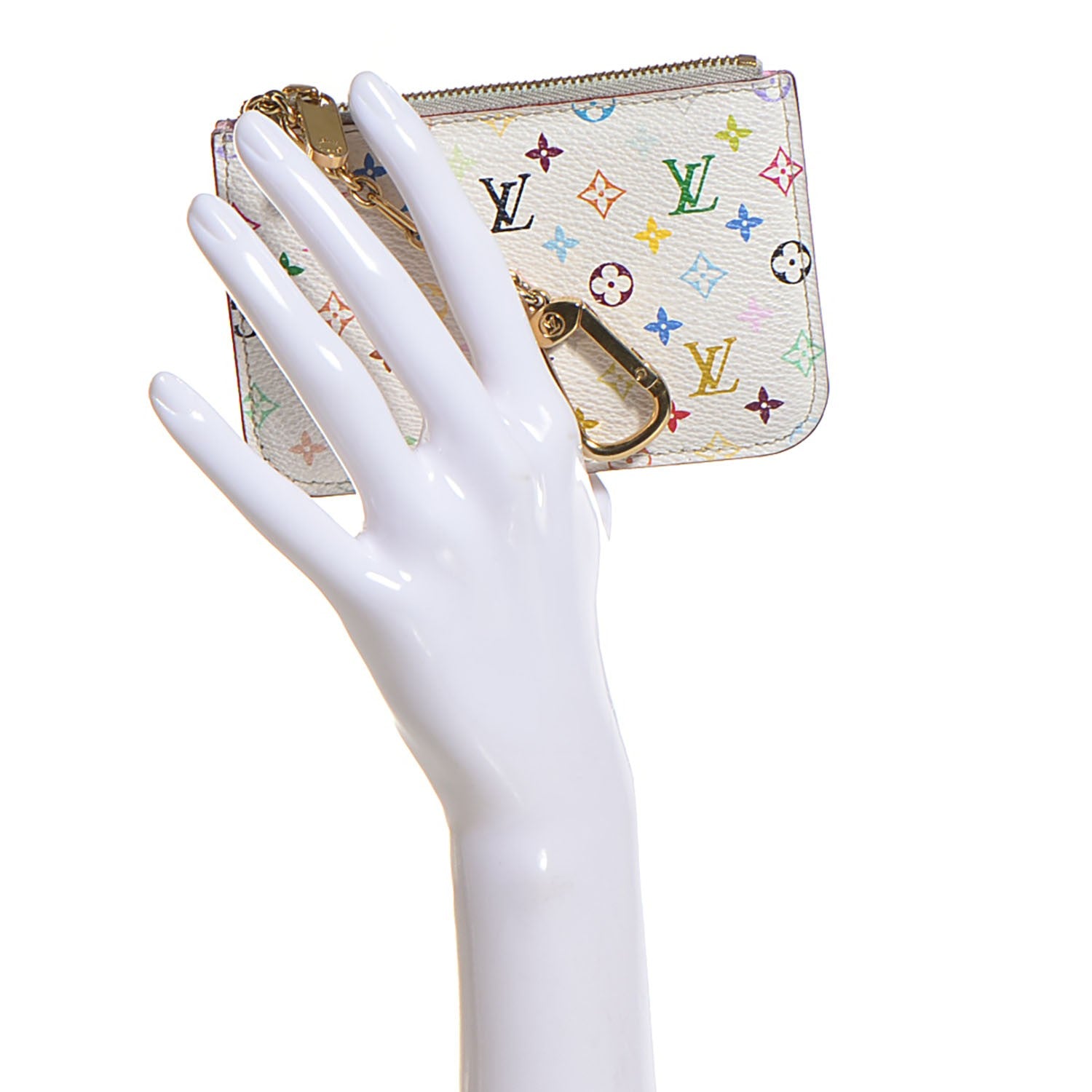 Louis Vuitton Monogram Multicolor Key Pouch White Litchi 2 of 7