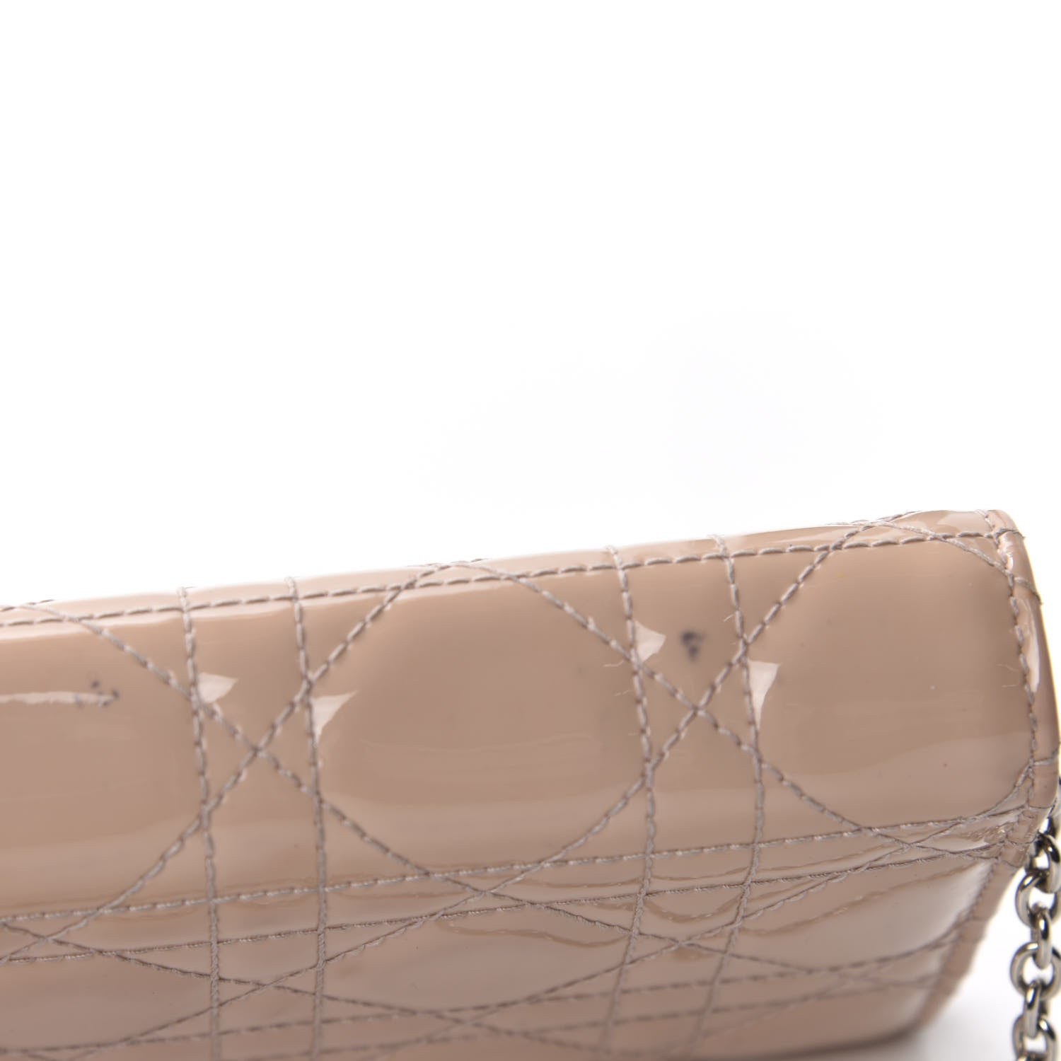 Christian Dior Patent Cannage Rendezvous Chain Wallet Beige 8 of 14