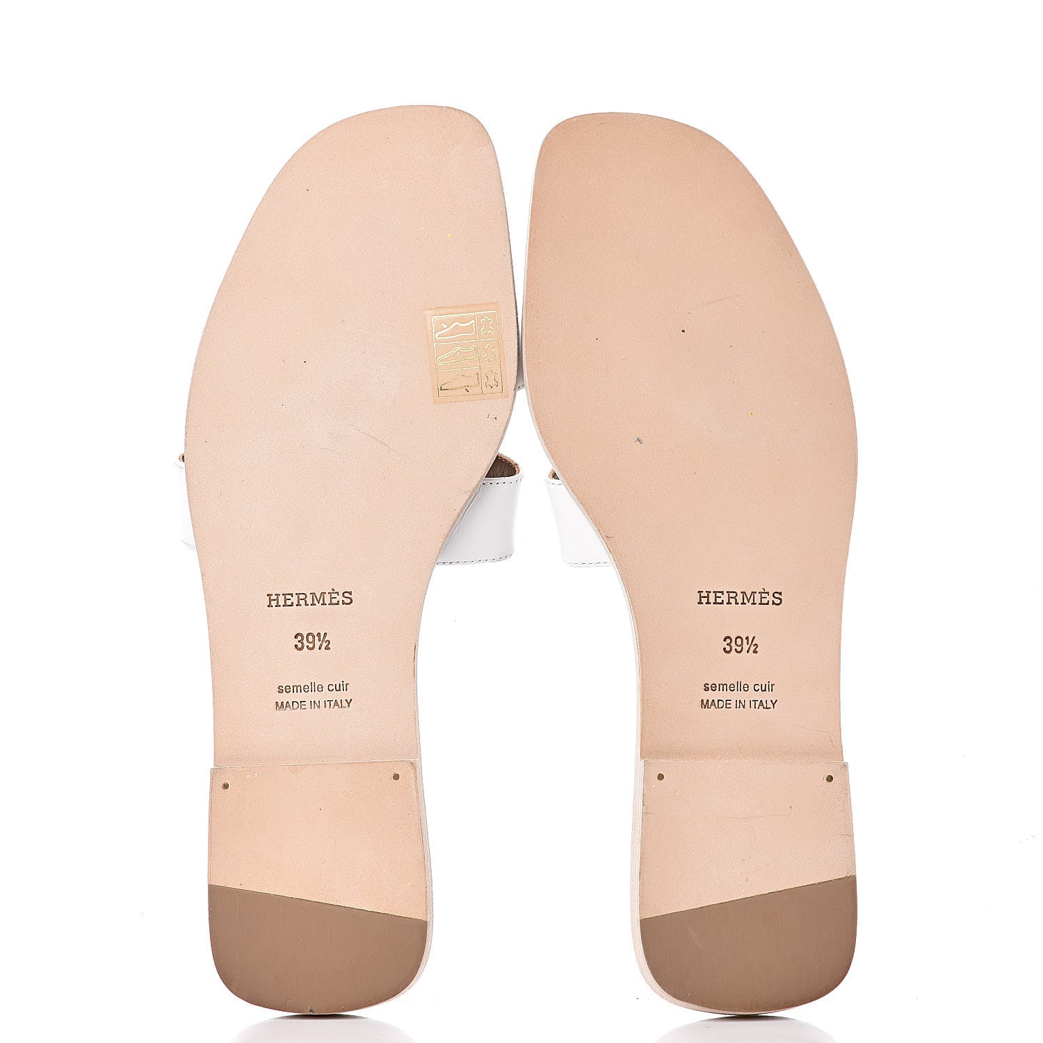 Hermes Box Calfskin Clous Pyramide Oran Sandals 39.5 White 5 of 9