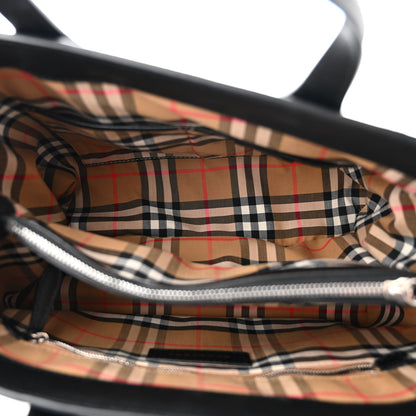 Burberry Derby Calfskin House Check Medium Banner Tote Black 5 of 11