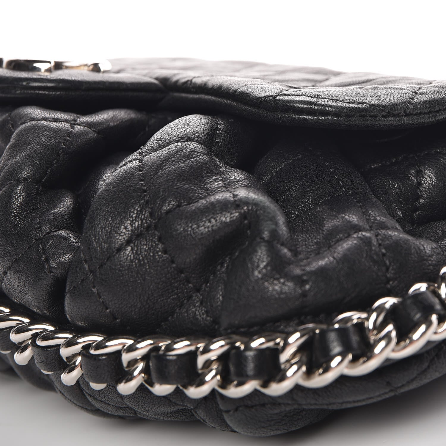 Chanel Washed Lambskin Quilted Mini Chain Around Flap Black 10 of 12