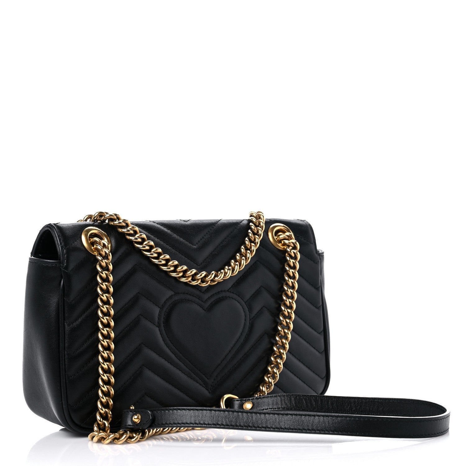 Gucci Calfskin Matelasse Small GG Marmont Shoulder Bag Black 3 of 9