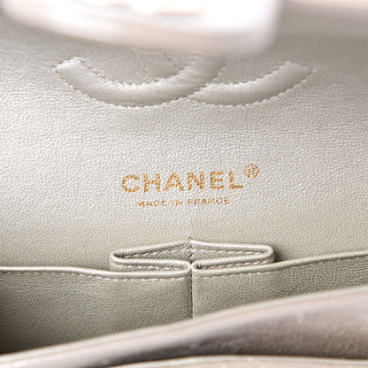 Chanel Iridescent Calfskin Quilted Medium Double Flap Light Gold 6 of 10
