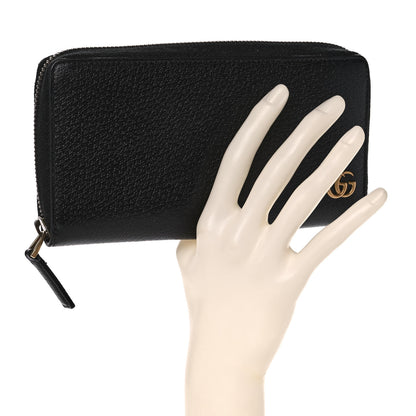 Gucci Dollar Calfskin GG Marmont Zip Around Wallet Black 2 of 12