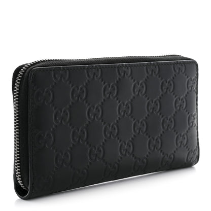 Gucci GG Calfskin Embossed Emblem Zip Around Wallet Black 3 of 9