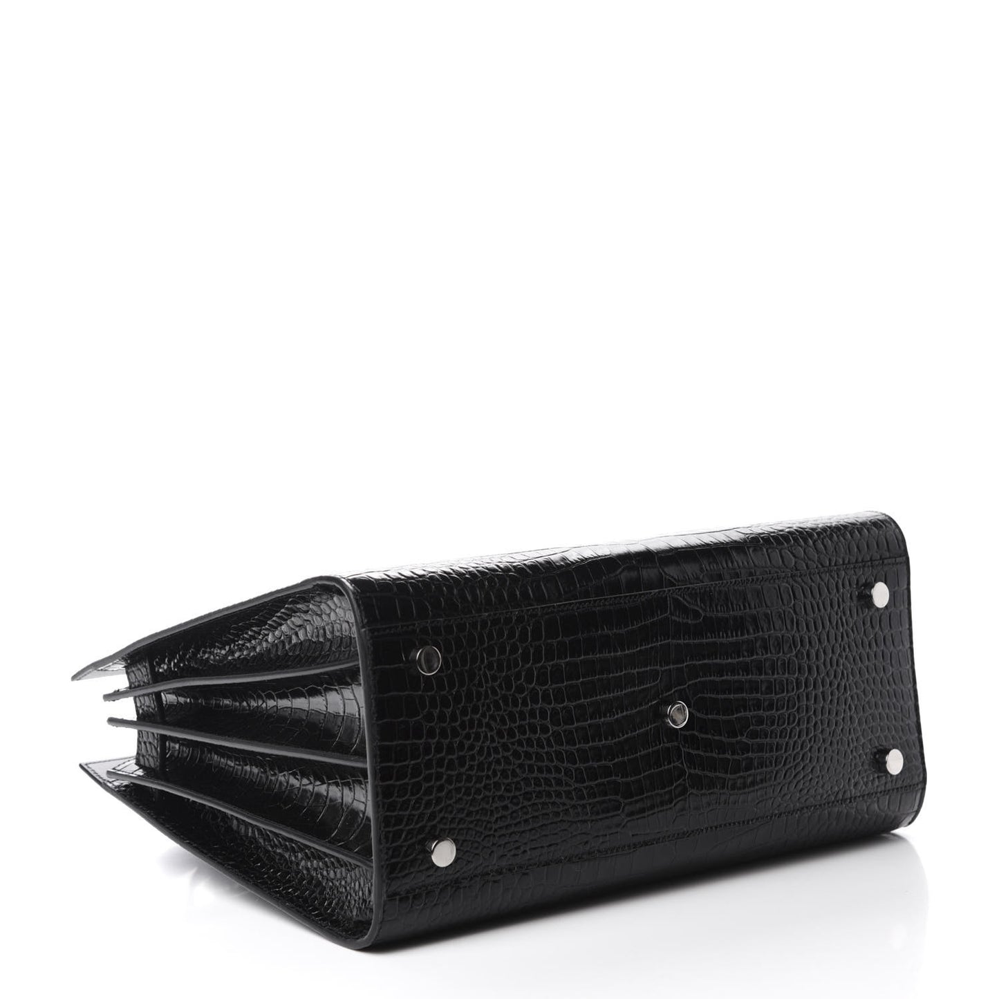 Calfskin Crocodile Embossed Small Sac de Jour Black