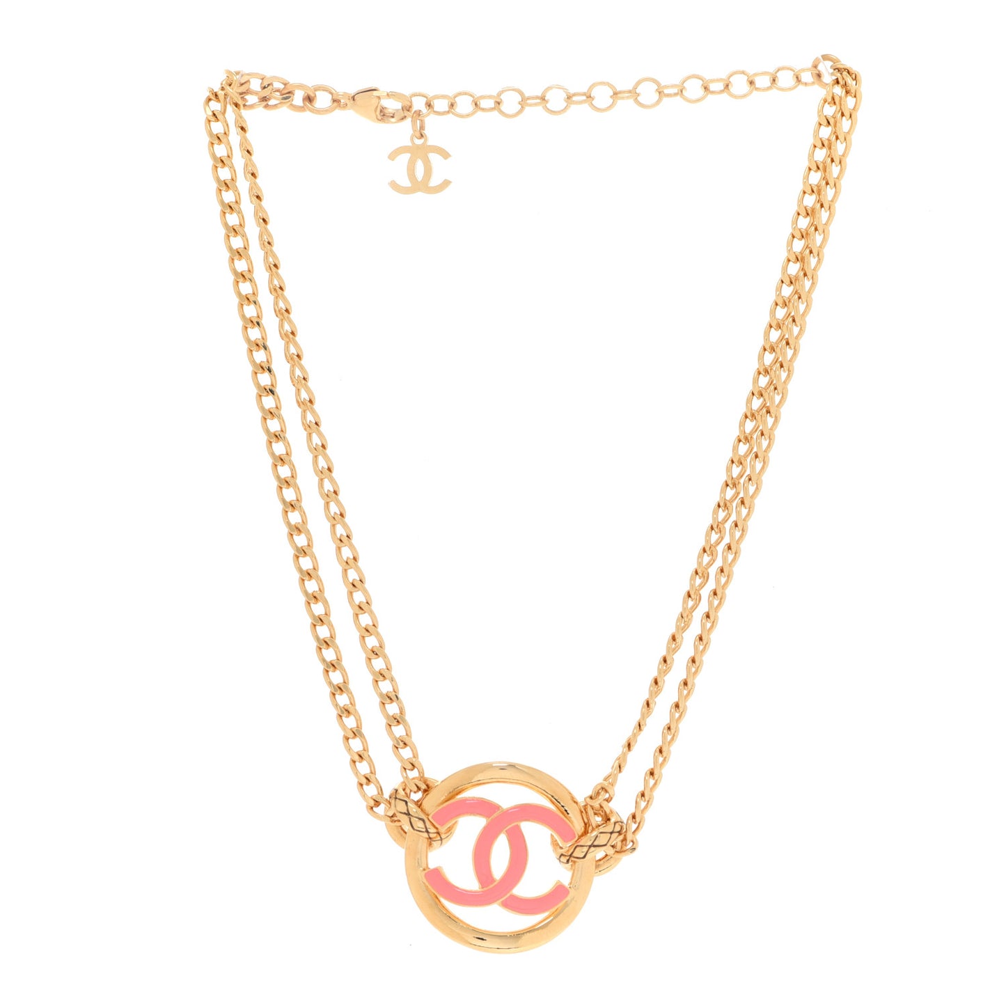 Metal Resin Chain CC Choker Gold Pink