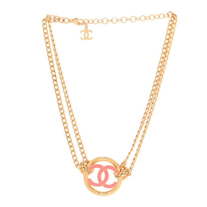 Chanel Metal Resin Chain CC Choker Gold Pink 3 of 6