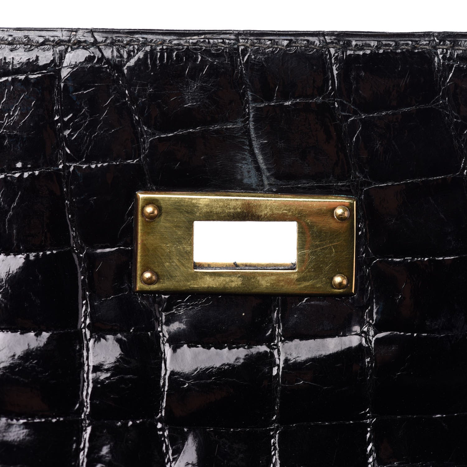 Hermes Shiny Crocodile Kelly Sellier 32 Black 22 of 33