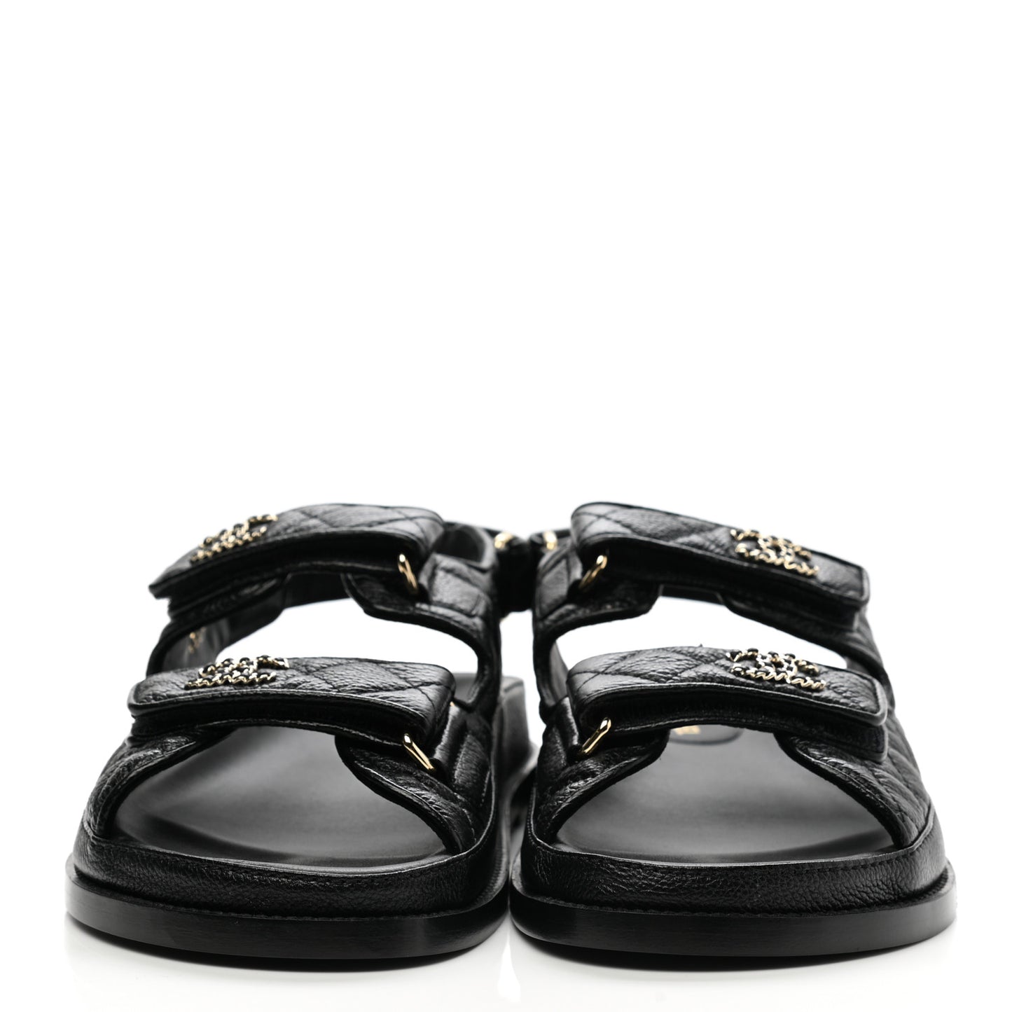 Grained Calfskin Velcro Dad Sandals 38.5 Black