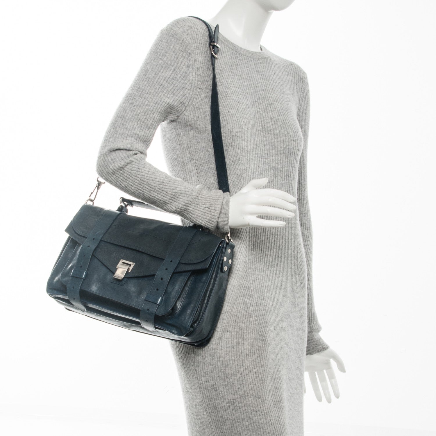 Proenza Schouler Lambskin Medium PS1 Satchel Navy 2 of 9
