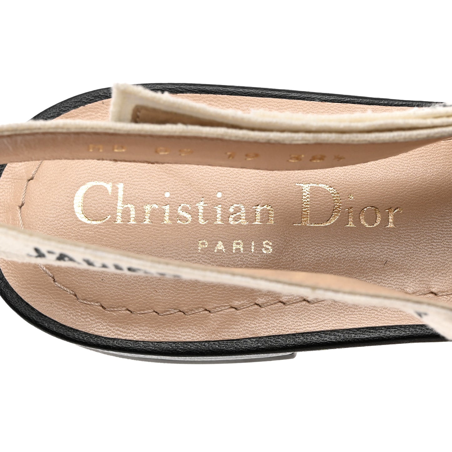 Fabric Ribbon Lace Embroidered J'Adior Slingback Flats 38.5 Black
