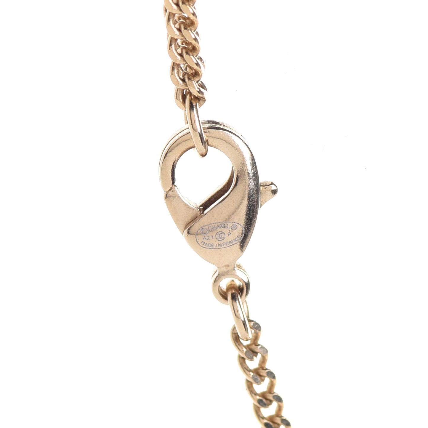 Crystal CC Logo Pendant Necklace Gold