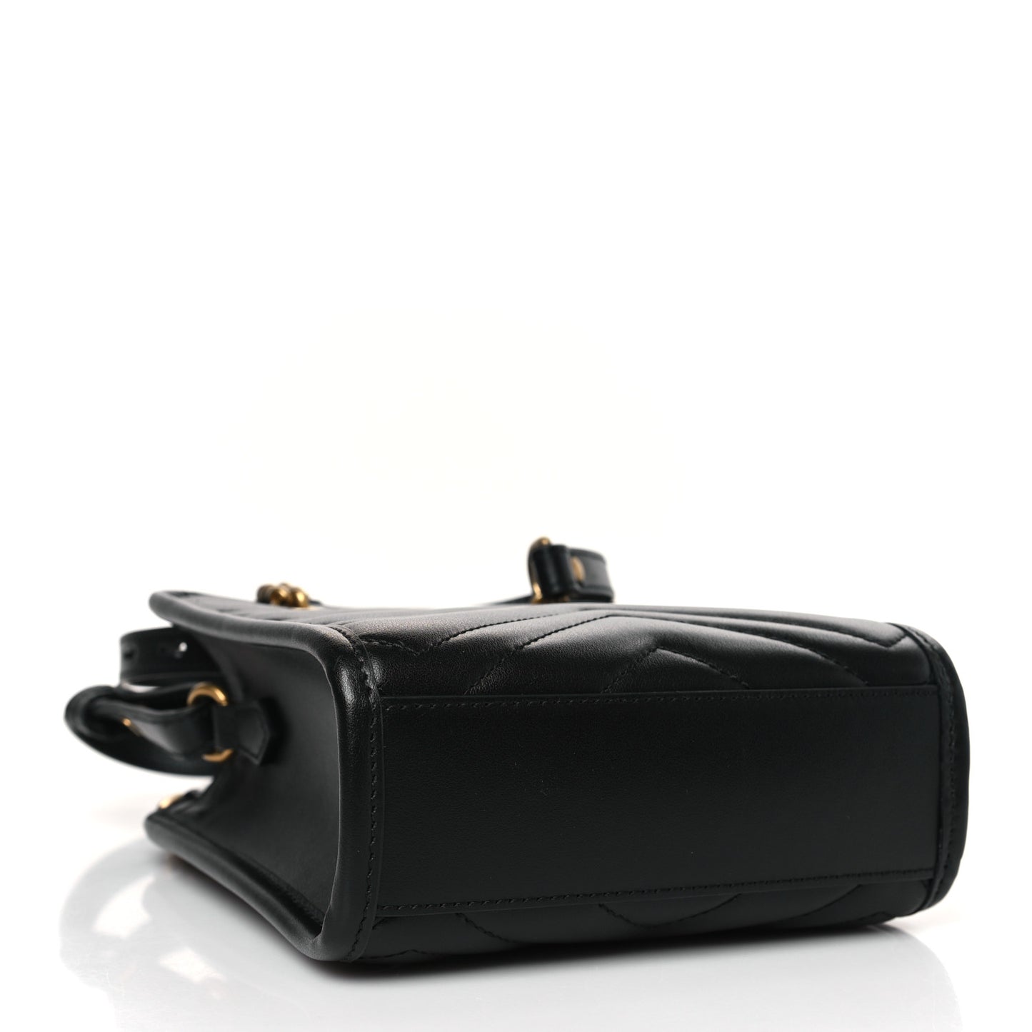 Calfskin Matelasse Chevron Mini GG Marmont Tote Black