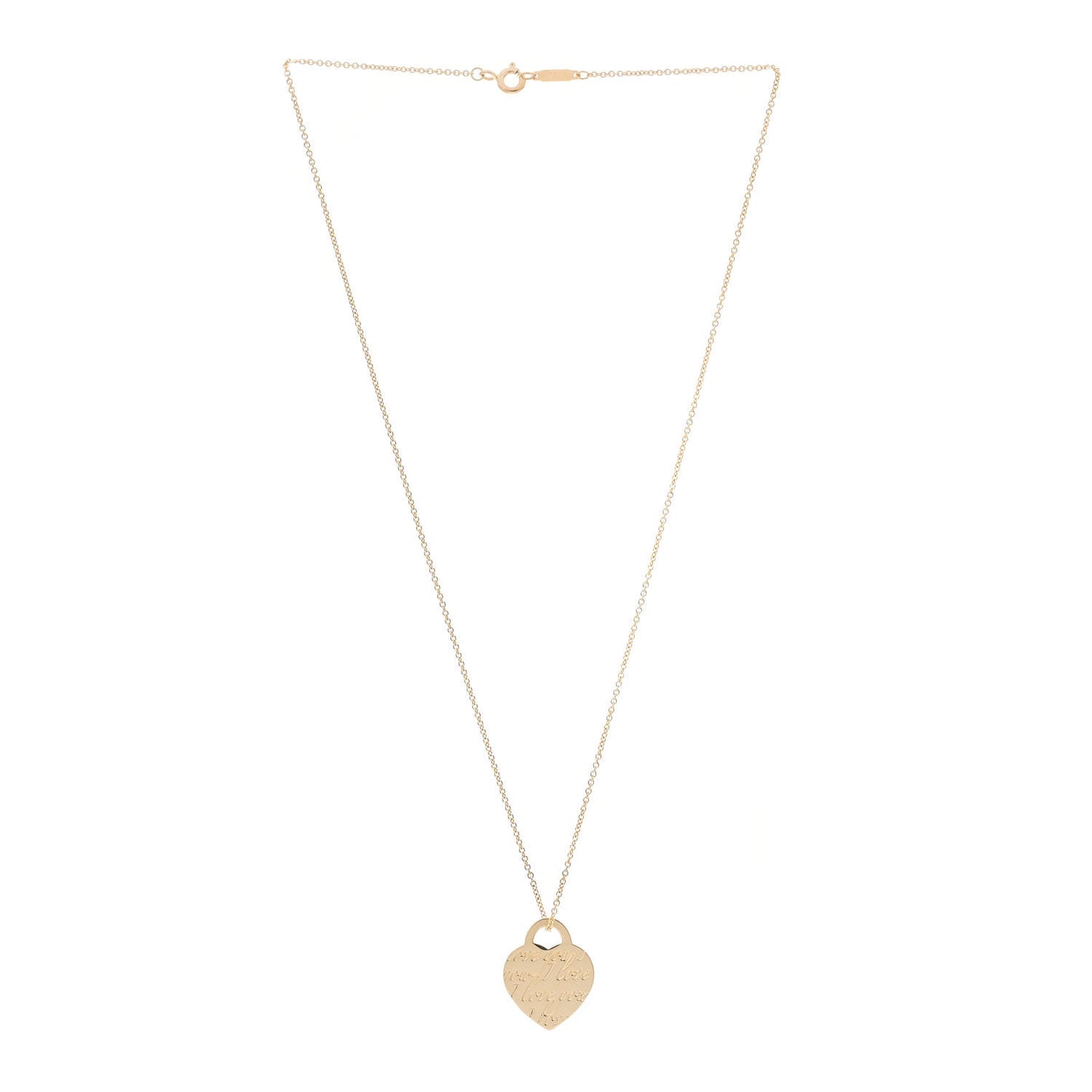 18K Yellow Gold Notes I Love You Heart Tag Pendant Necklace