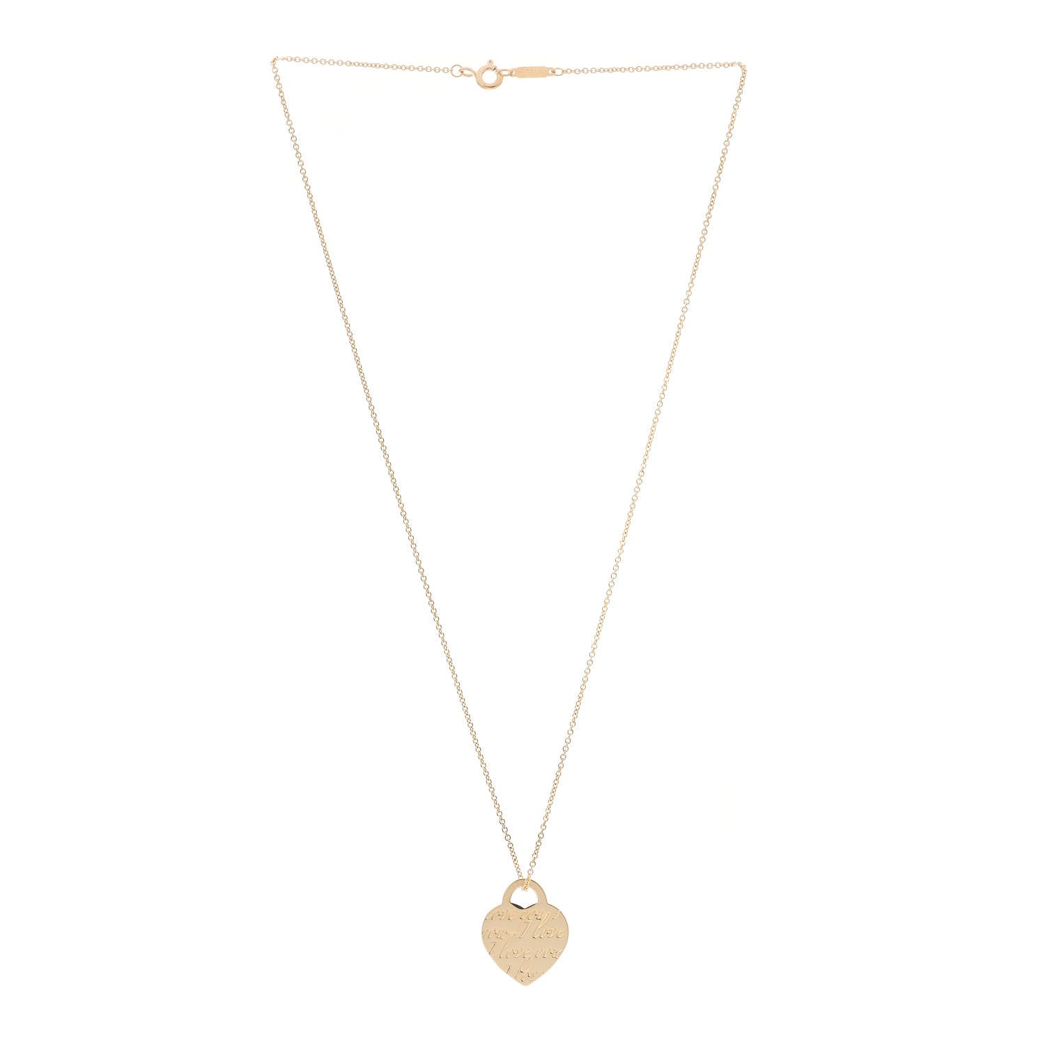 Tiffany 18K Yellow Gold Notes I Love You Heart Tag Pendant Necklace 3 of 7