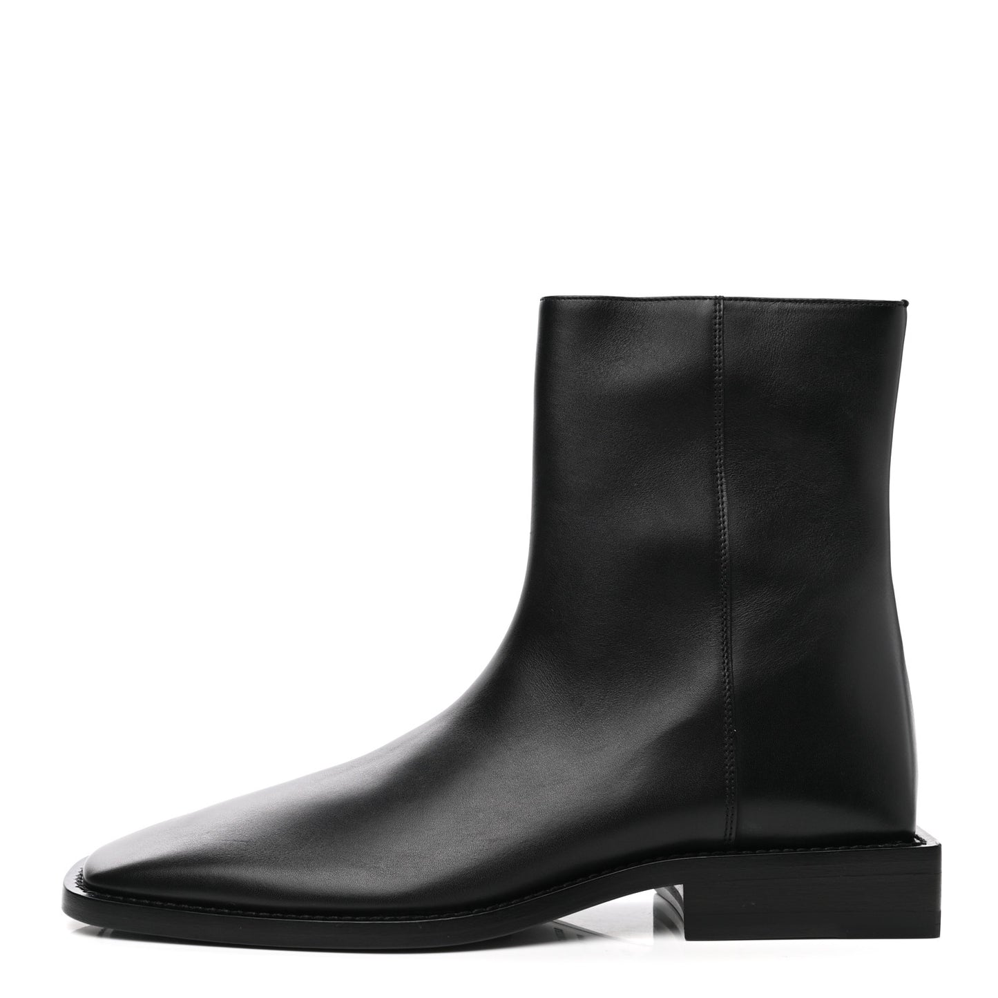 Calfskin Soft Rim Ankle Booties 40 Black
