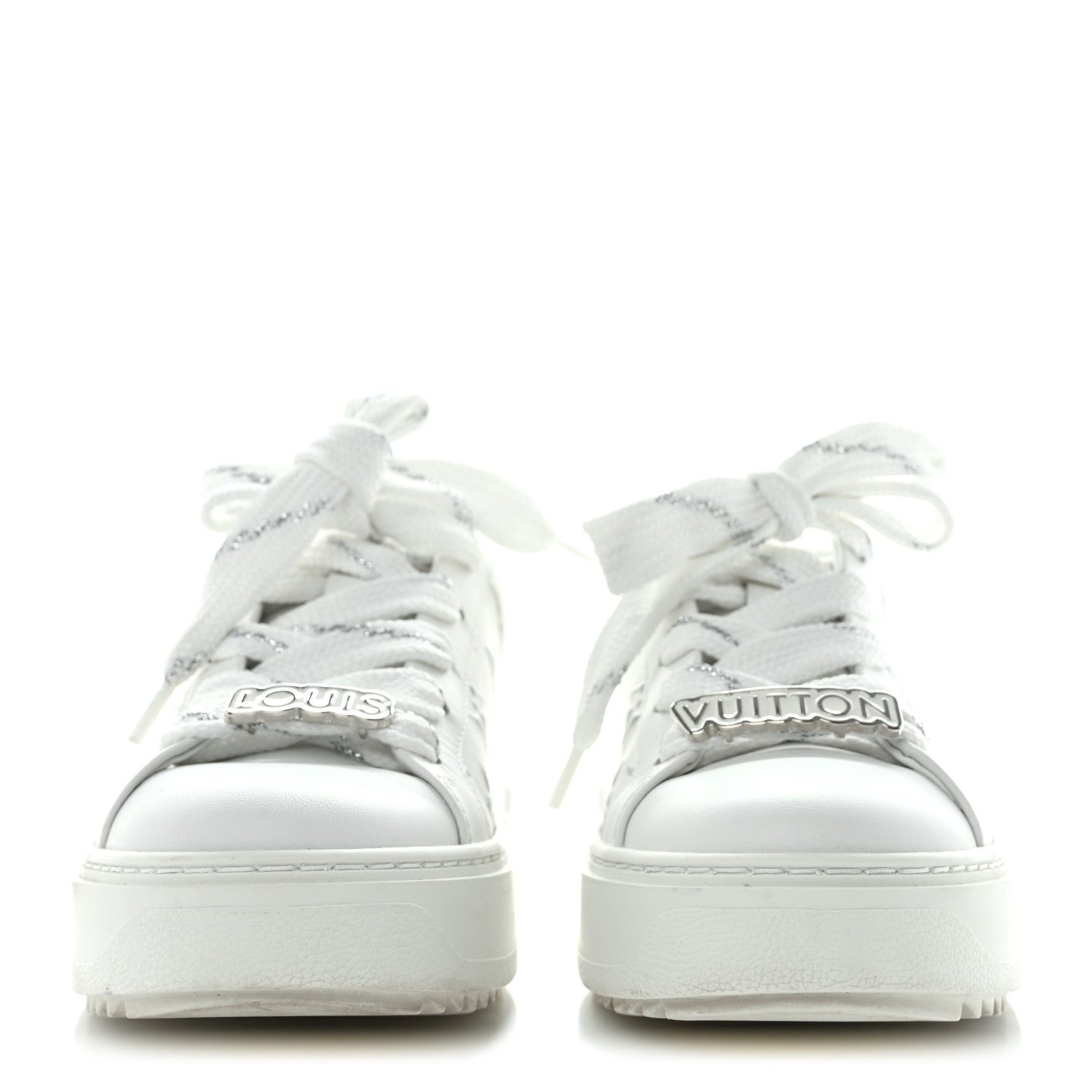 Louis Vuitton Calfskin Monogram Debossed Time Out Sneakers 35.5 White Silver 2 of 10