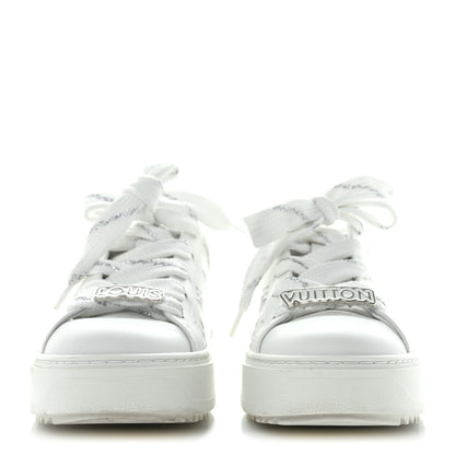 Louis Vuitton Calfskin Monogram Debossed Time Out Sneakers 35.5 White Silver 2 of 10