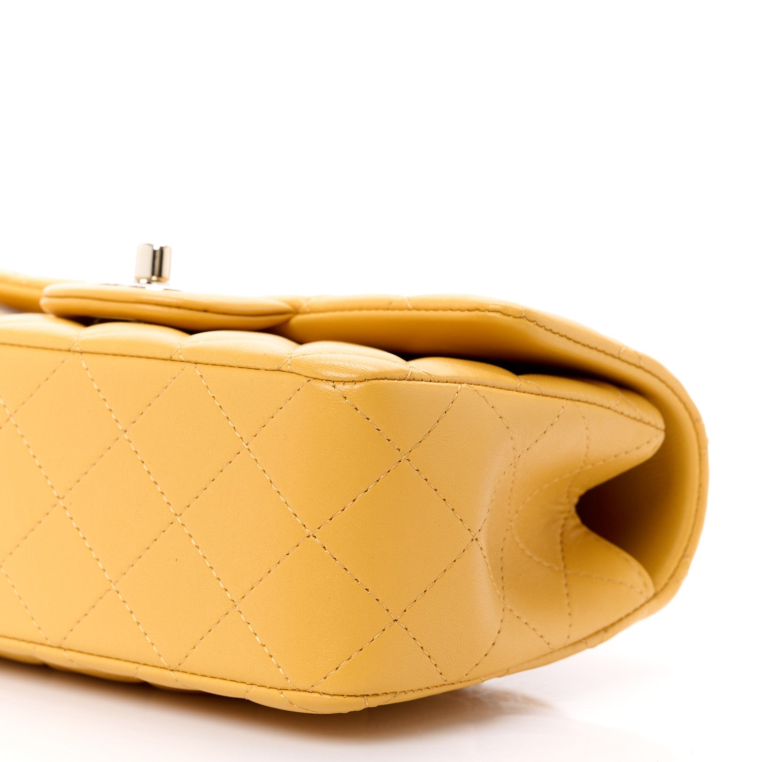 Chanel Lambskin Quilted Mini Top Handle Rectangular Flap Yellow 11 of 12