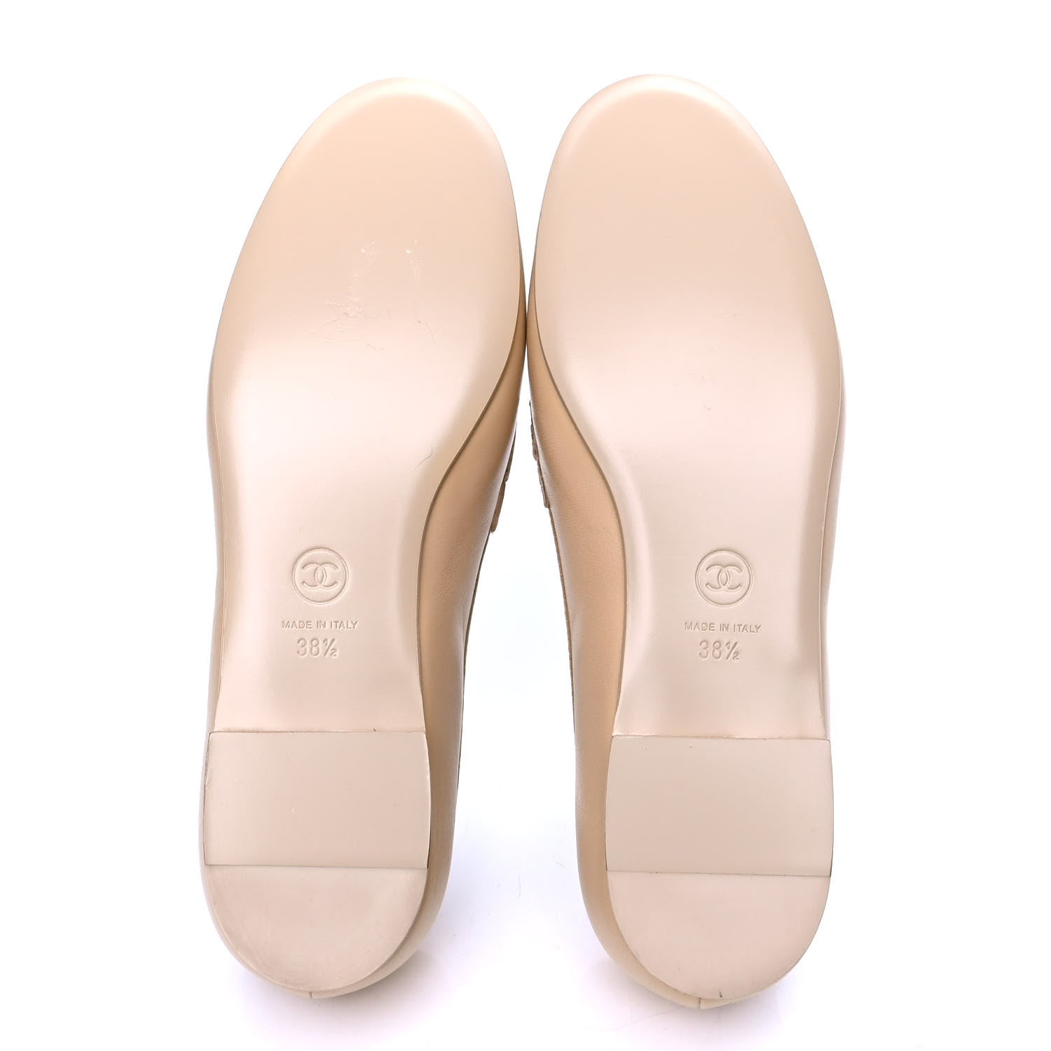 Chanel Lambskin CC Loafers 38.5 Beige 4 of 5
