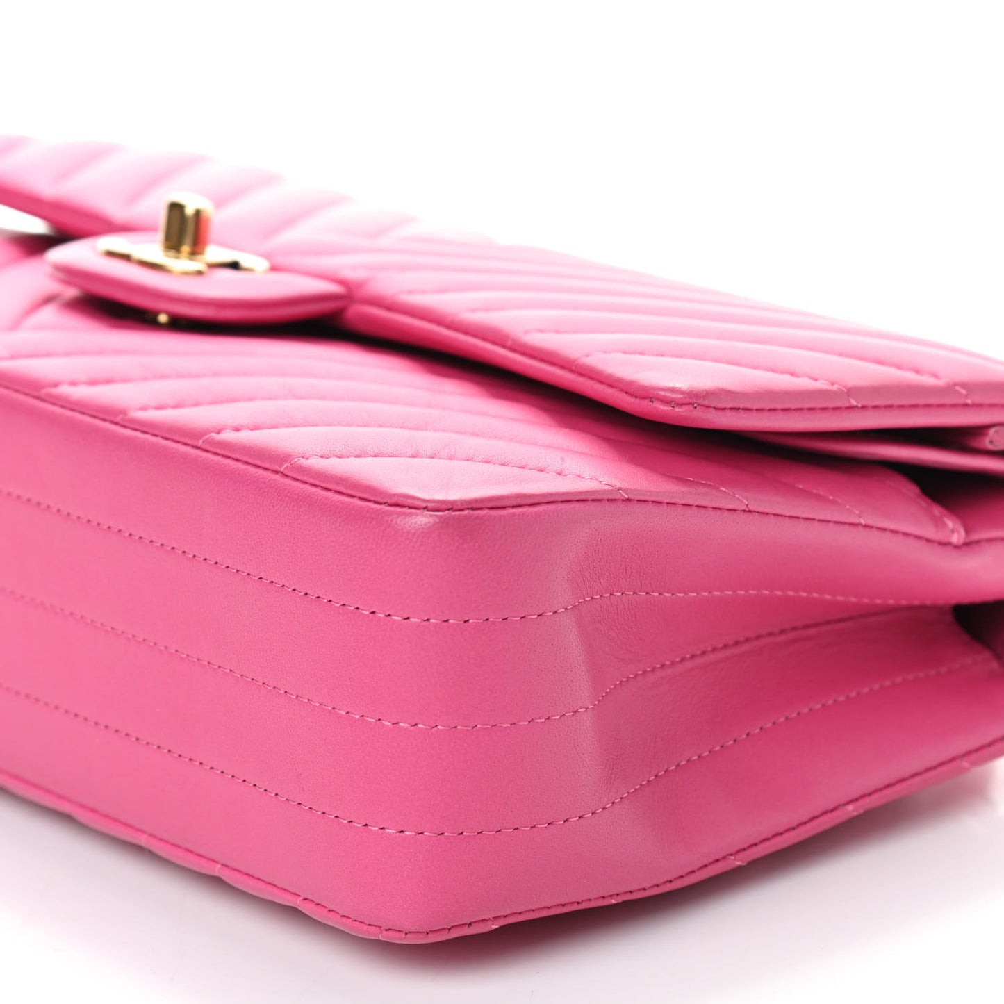 Lambskin Chevron Quilted Medium Double Flap Pink