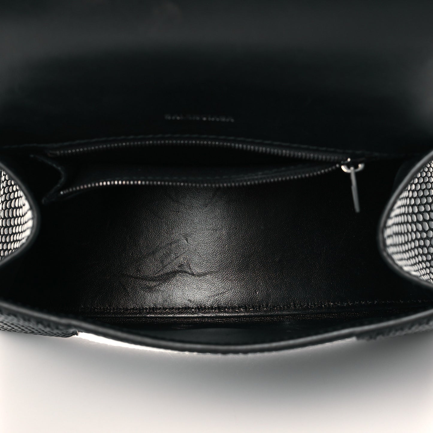 Matte Calfskin Viper Effect Small Hourglass Top Handle Bag Black