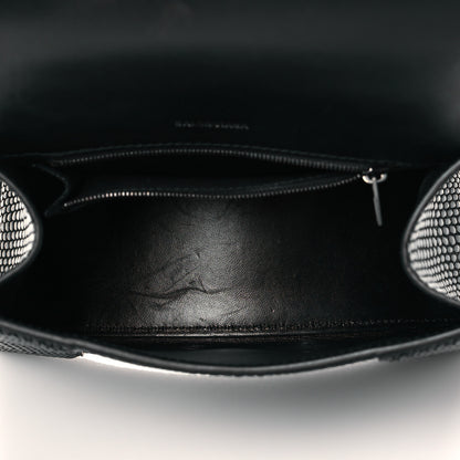 Balenciaga Matte Calfskin Viper Effect Small Hourglass Top Handle Bag Black 5 of 11