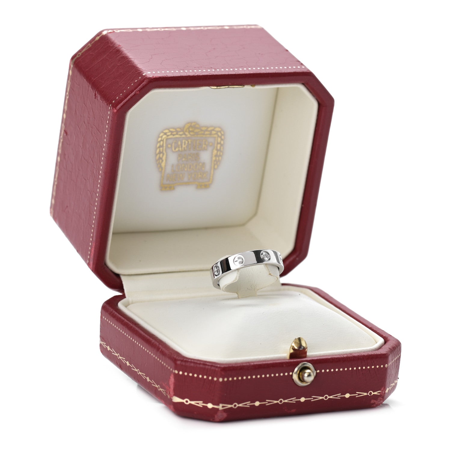 Cartier 18K White Gold Diamond 4mm LOVE Wedding Band Ring 53 6.5 5 of 5