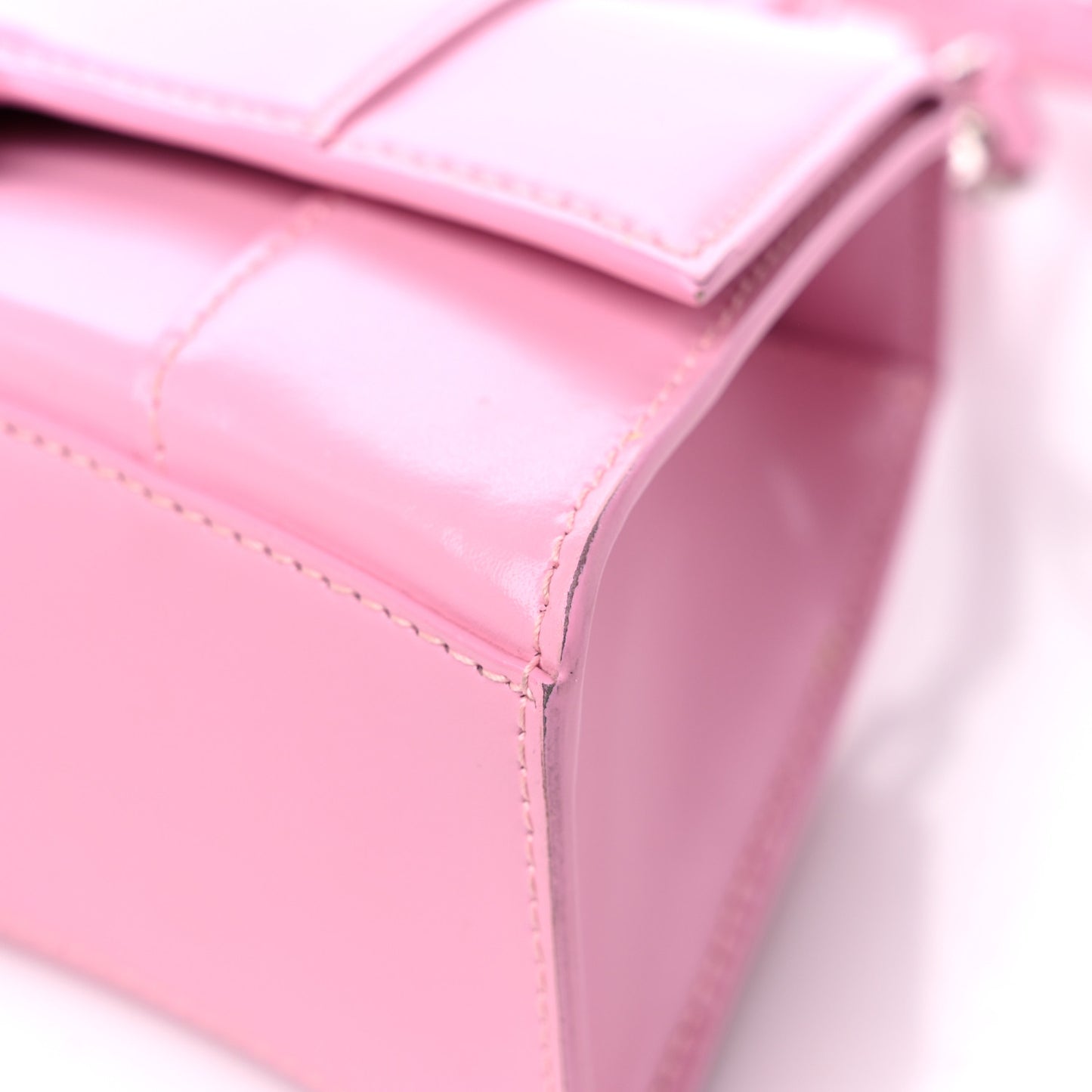 Shiny Box Calfskin Tonal B Hourglass Top Handle Bag XS Candy Pink