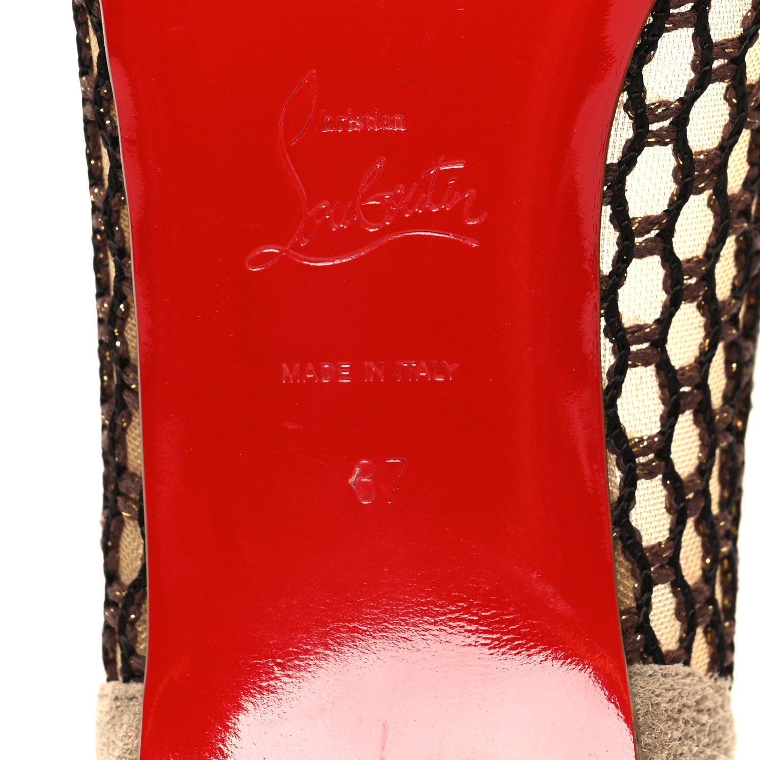 Christian Louboutin Patent Lace Mix Spikes Flats 37 Corde 6 of 8