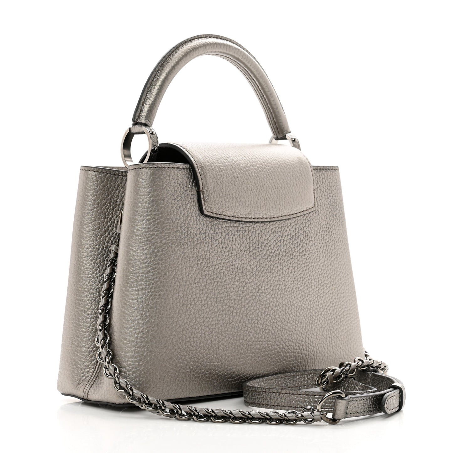 Metallic Calfskin Capucines BB Etain