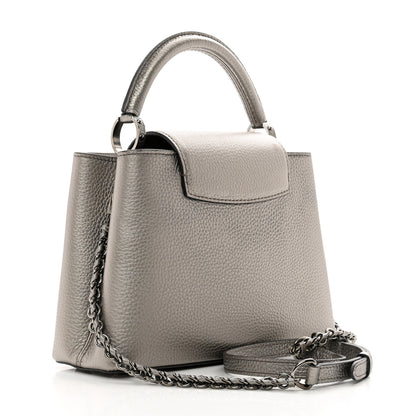 Louis Vuitton Metallic Calfskin Capucines BB Etain 3 of 9