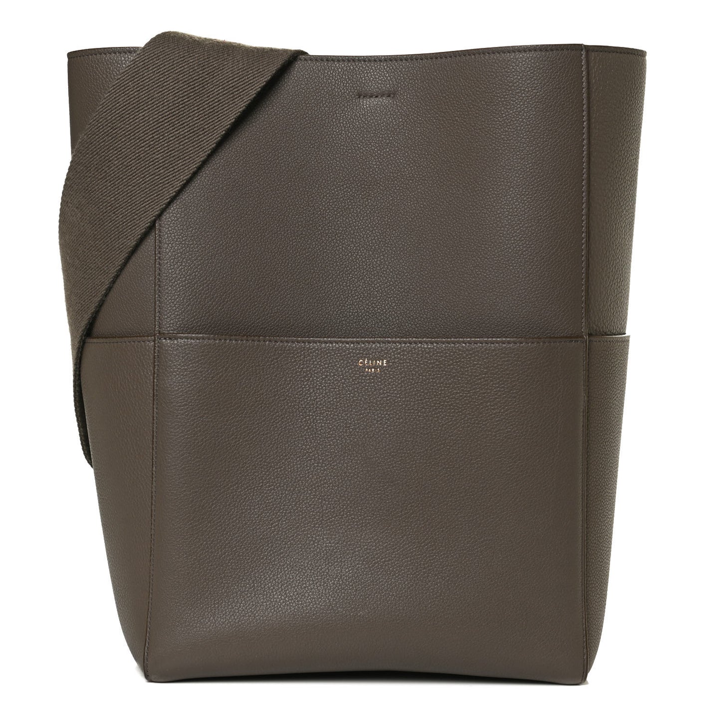 Soft Grained Calfskin Sangle Bucket Bag Taupe