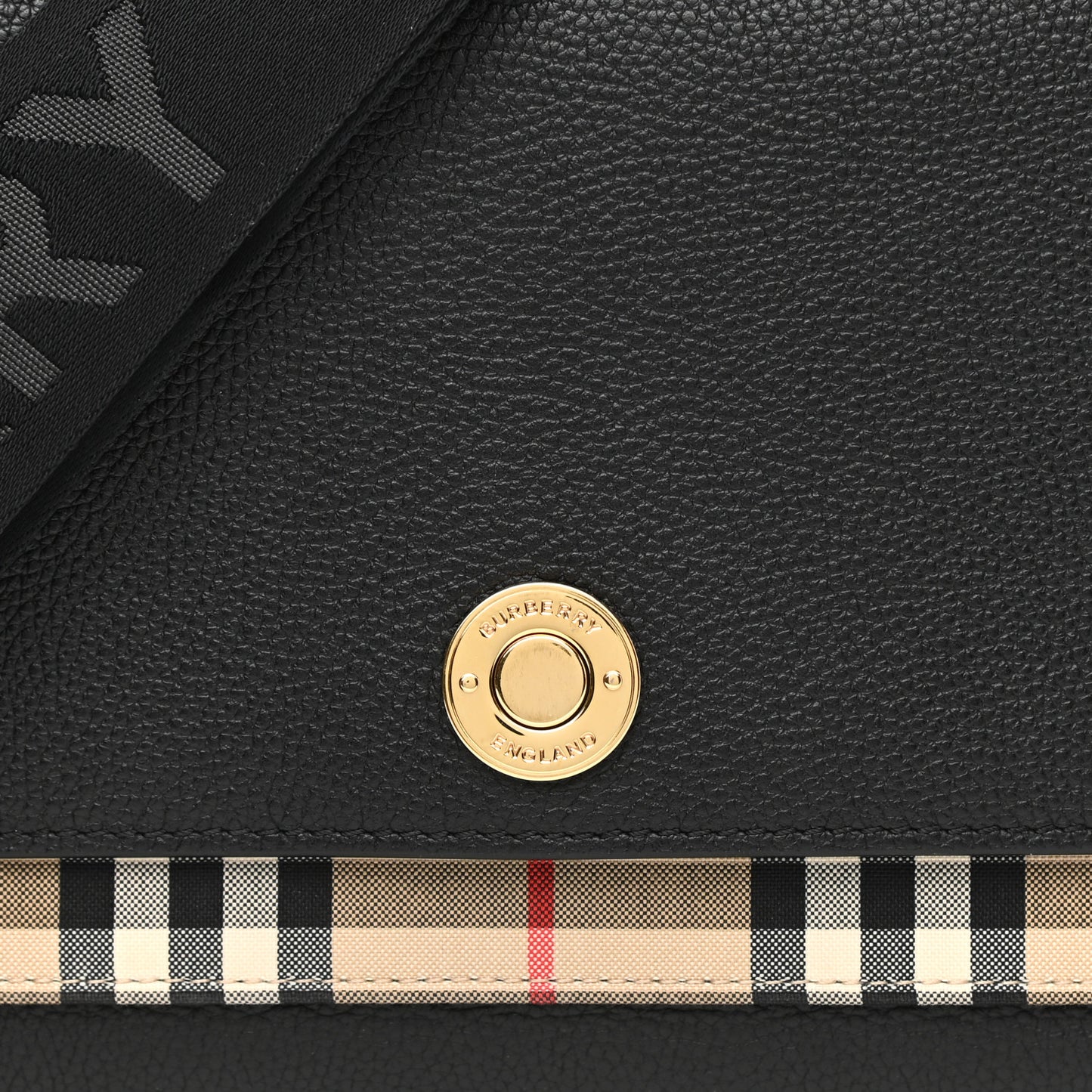 Grainy Calfskin Vintage Check Note Crossbody Bag Black