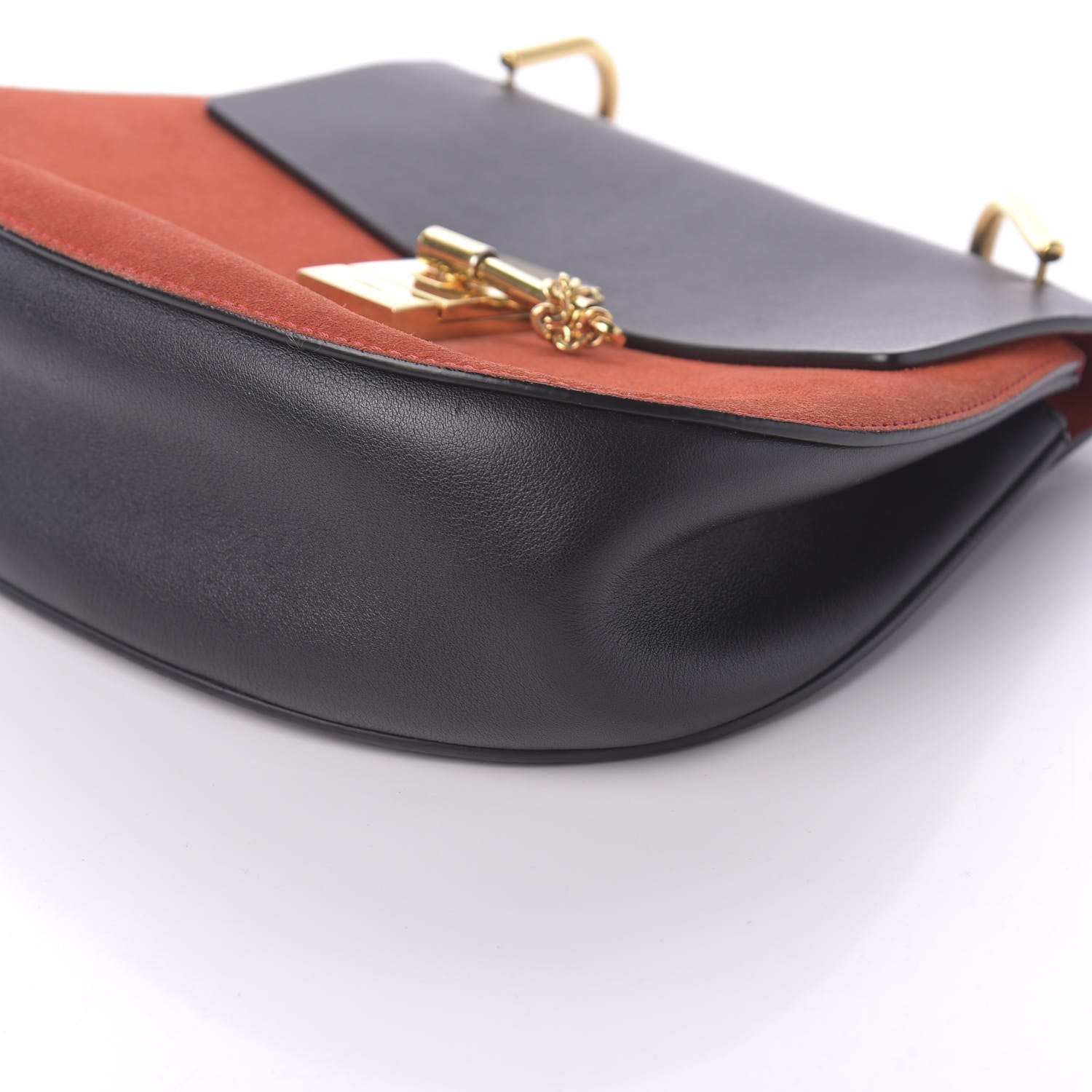 Chloe Suede Smooth Calfskin Drew Shoulder Bag Plaid Red Black 6 of 8