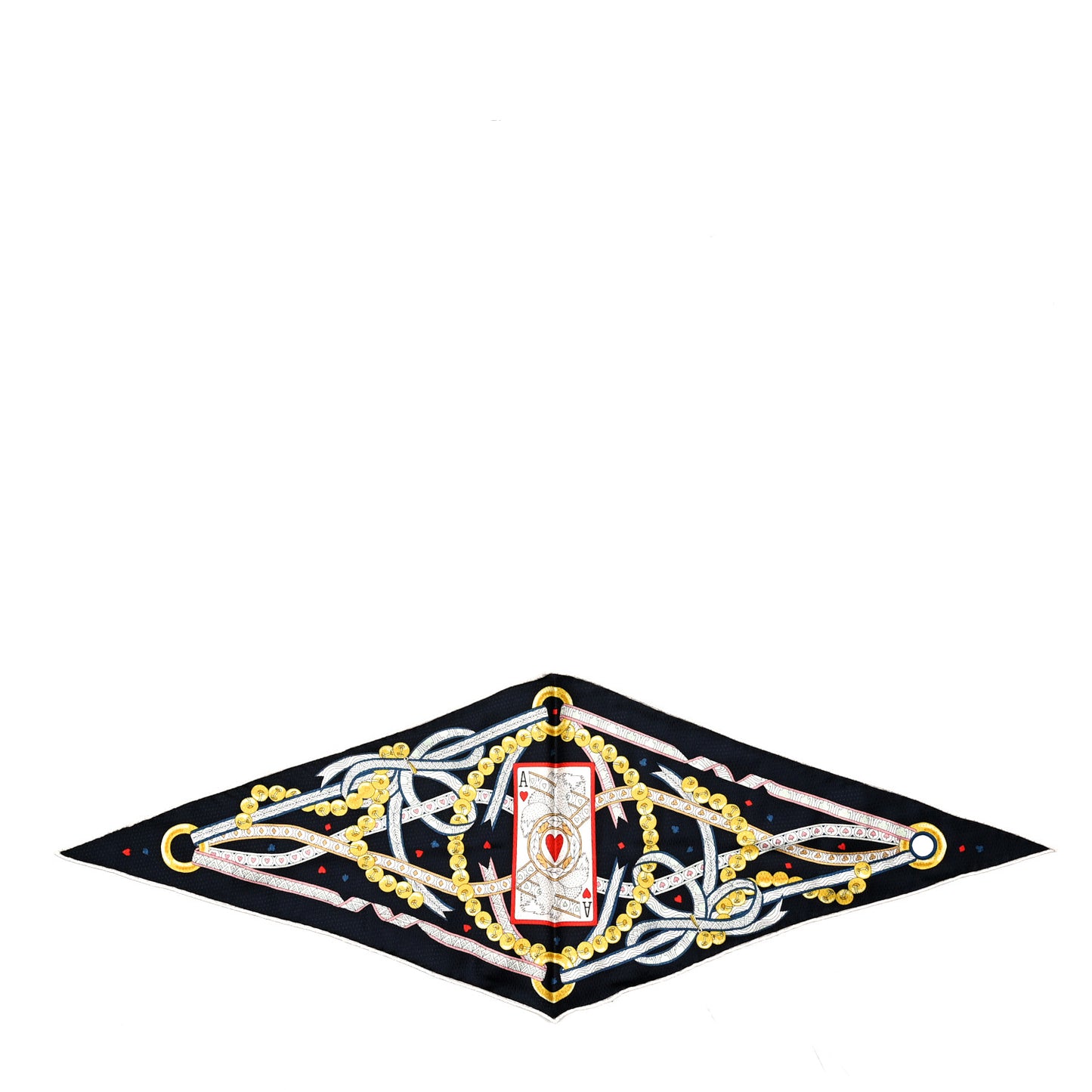 Silk Pique Dame de Coeur Losange Scarf Black Rouge