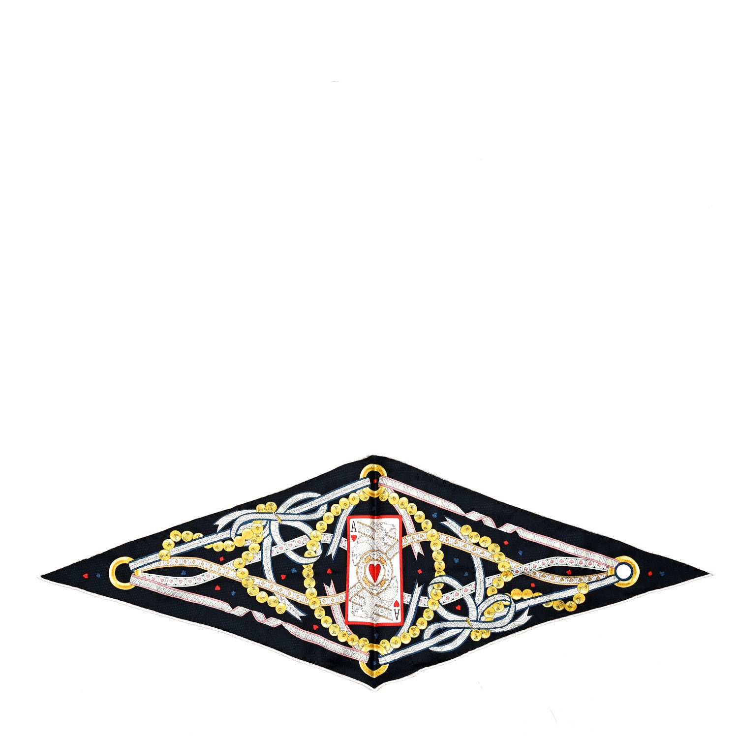 Hermes Silk Pique Dame de Coeur Losange Scarf Black Rouge 1 of 5